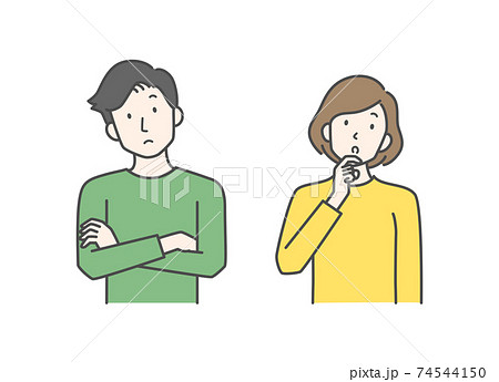 悩んでいる男性と女性 74544150