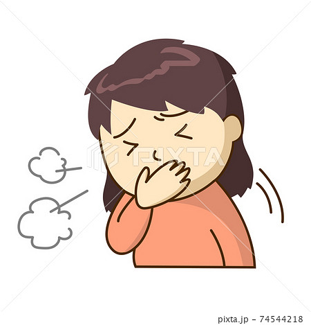 苦しそうに咳をする女性 74544218