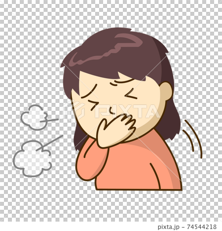 苦しそうに咳をする女性 74544218