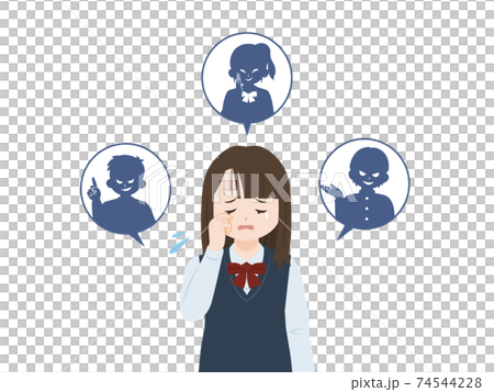 いじめ 誹謗中傷を受ける 学生 女子生徒 中高生 イラスト素材のイラスト素材