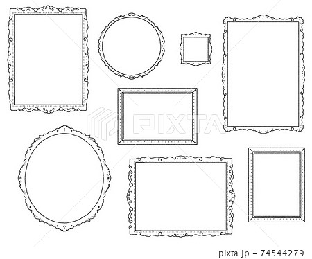 シンプルなラインの額縁のイラストセットのイラスト素材