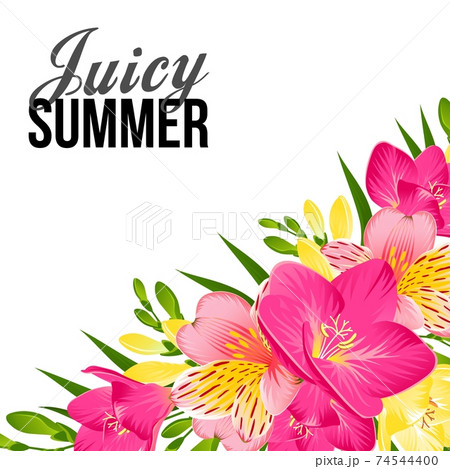 FESTIVE BANNER WITH BRIGHT TROPICAL FLOWERS FESTIVE BANNER WITH BRIGHT TROPICAL FLOWERS 74544400