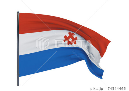 Flag of Komi-Permyak Okrug. 3D illustration isolated on white background. Flags of the federal subjects of Russia. 74544466