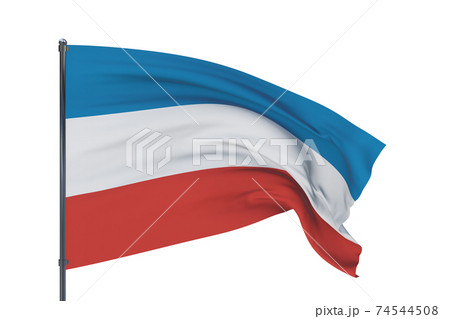 The flag of Crimea. 3D illustration isolated on white background. Flags of the federal subjects of Russia. 74544508