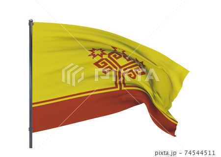 Flag of Chuvashia, Chuvash Republic. 3D illustration isolated on white background. Flags of the federal subjects of Russia. 74544511