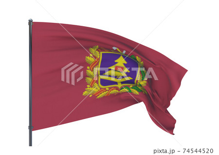 Flag of Bryansk Oblast. 3D illustration isolated on white background. Flags of the federal subjects of Russia. 74544520