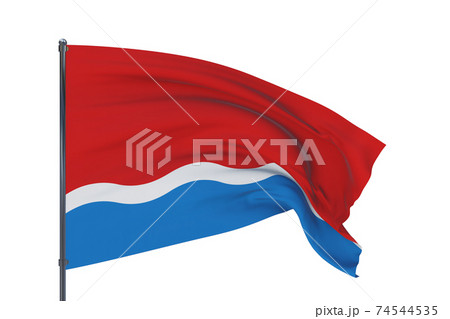 The flag of Amur Oblast. 3D illustration isolated on white background. Flags of the federal subjects of Russia. The flag of Amur Oblast. 3D illustration isolated on white background. Flags of the federal subjects of Russia. 74544535