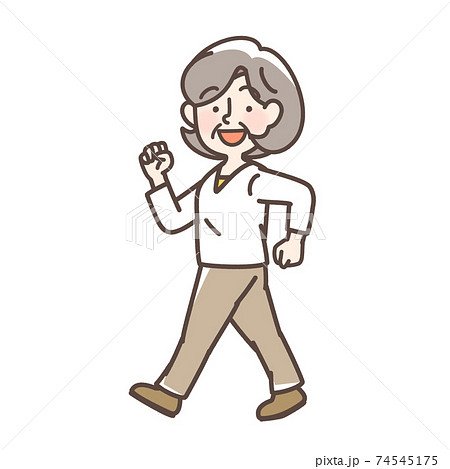 ウォーキングをするおばあさん 74545175