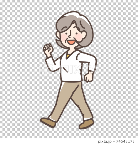 ウォーキングをするおばあさん 74545175
