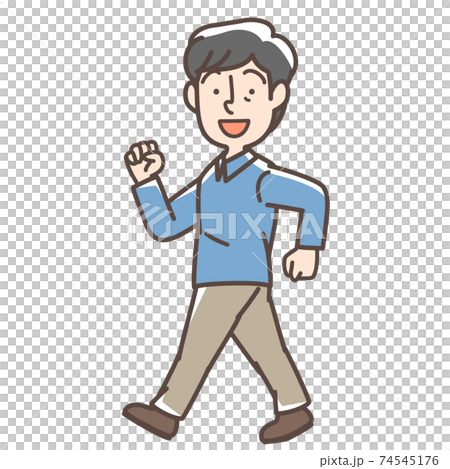 ウォーキングをする男性 ウォーキングをする男性 74545176