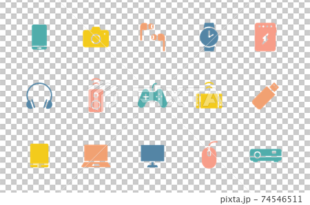 ガジェットやデジタルデバイスのアイコンのセット　スマホ　テクノロジー　PC　タブレット　パソコン 74546511