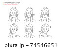 女性の洗顔・スキンケアイラスト 74546651
