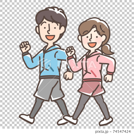 ウォーキングをする男女 ウォーキングをする男女 74547424