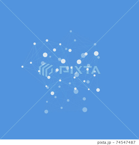 Molecule connection design. Vector abstract design with dots and lines on blue background Molecule connection design. Vector abstract design with dots and lines on blue background 74547487