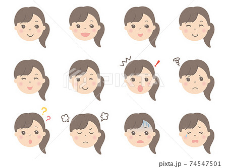 女性の顔イラスト 表情いろいろ のイラスト素材 女性の顔イラスト 表情いろいろ のイラスト素材