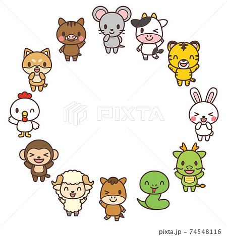 日本の12支イラスト フレーム付き 日本の12支イラスト フレーム付き 日本の12支イラスト フレーム付き 干支☆