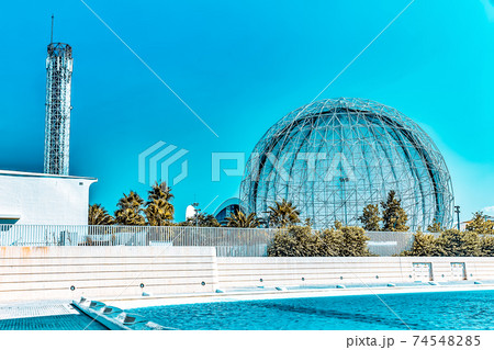VALENCIA, SPAIN - SEPT 10: Covered plaza in which concerts and sporting events (L'Agora ) - City of Arts and Sciences. September 10, 2014 in Valencia, Spain. 74548285