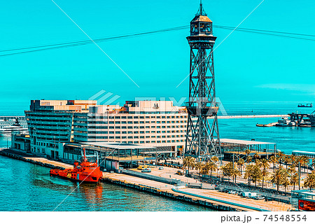 Panorama from the monument to Christopher Columbus on the Barcel 74548554