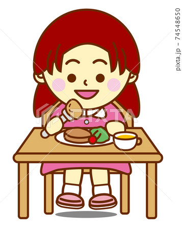女の子 食事のイラスト素材