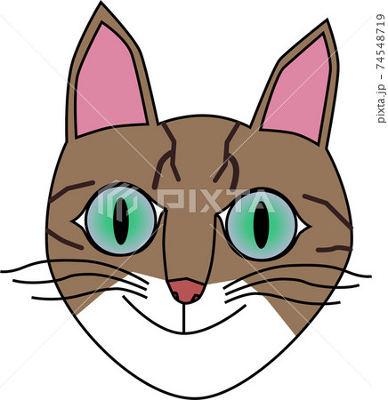 自信ありげに微笑む猫の顔のイラストのイラスト素材