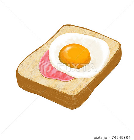 ハム 卵 トースト 朝食 軽食 昼食 イラストのイラスト素材