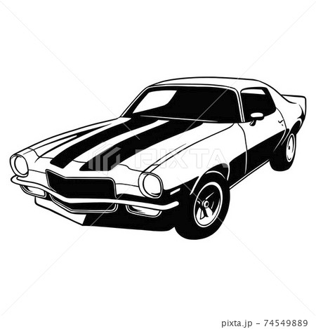 Classic Sport Car, Muscle car, Vintage car, Stencil, Silhouette, Vector Clip Art for tshirt and emblem 74549889
