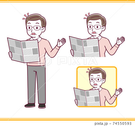 Elderly man in red sweater_A_news_surprised01.eps 74550593