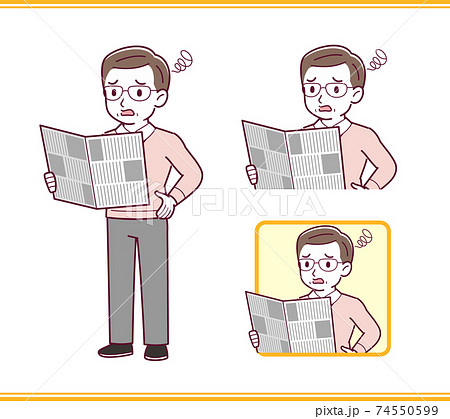 Elderly man in red sweater_A_news_trouble03.eps 74550599