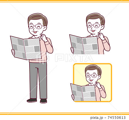 Elderly man in red sweater_A_news_happy01.eps 74550613