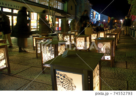 善光寺灯明祭り切り絵灯篭の写真素材