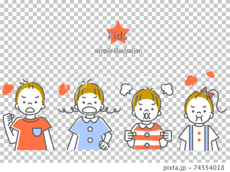 Simple and cute line art illustration material for children who get angry with their cheeks inflated Simple and cute line art illustration material for children who get angry with their cheeks inflated 74554018