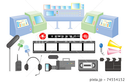 動画 映像 編集 撮影 イメージ テレビ 映画 Vtr 機材 イラストセットのイラスト素材