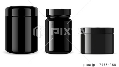 Black jar Black glass cosmetic bottle glossy blank 74554380