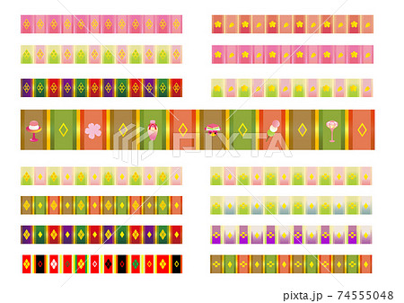 イラスト素材 和柄セット ひなまつり お雛様やお内裏様の台座 畳縁 のイラスト素材