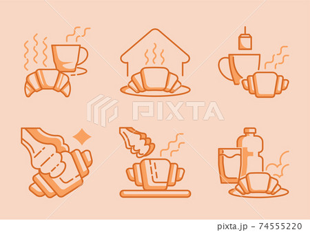 croissant and coffee icon croissant and coffee icon 74555220