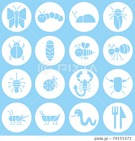 シンプルな昆虫食アイコンセット シンプルな昆虫食アイコンセット 74555372