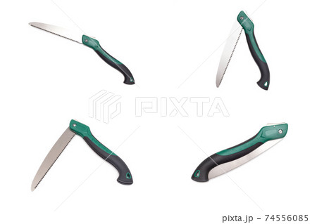 Folding hand saw lopper for pruning branches and tree on white background, isolate 74556085