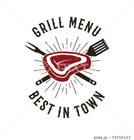 BBQ emblem vector design, Summer barbecue logo template, print for t shirt. Grill Menu best in town. Stock illustration 74556133