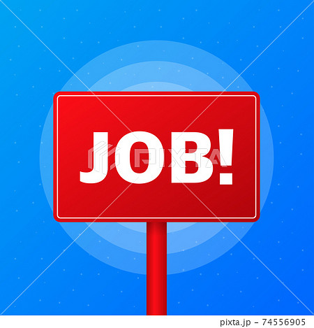 Job realistic red table on blue background. Vector illustration. Job realistic red table on blue background. Vector illustration. 74556905