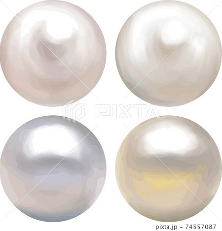 4色の真珠セット ベクター素材のイラスト素材