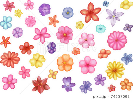 華やかな和菓子風のゆるいお花セット ベクター素材 華やかな和菓子風のゆるいお花セット ベクター素材 74557092