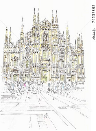 世界遺産の街並み・イタリア・ミラノの大聖堂 74557392