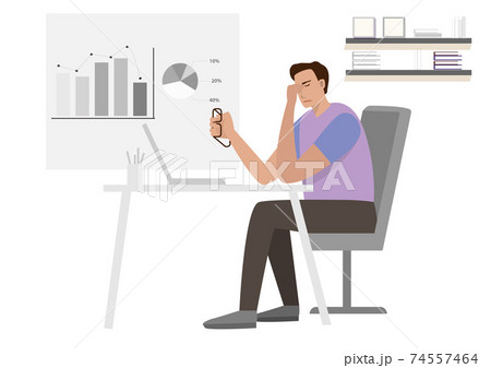 Overworked business people are under stress and headache. 74557464