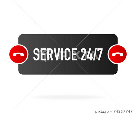 Service 24 7 banner in flat style on white background. Vector illustration. 74557747