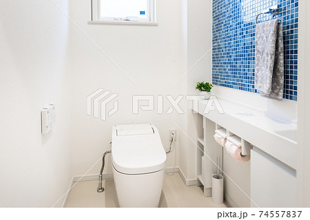 新築住宅の清潔なトイレの写真素材 74557837