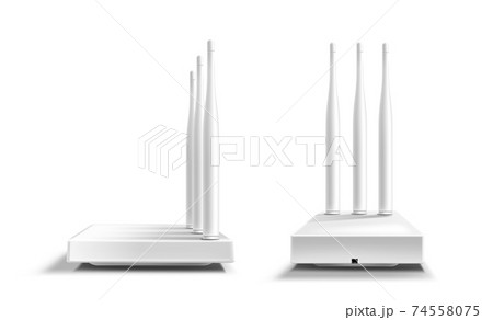 Wifi router front and side view isolated mockup Wifi router front and side view isolated mockup 74558075