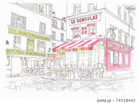 モンマルトルのカフェ 74558442