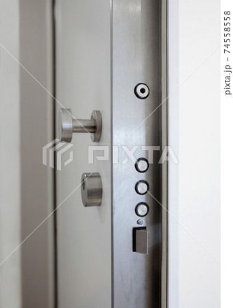 High security lock of an armored home door. 74558558