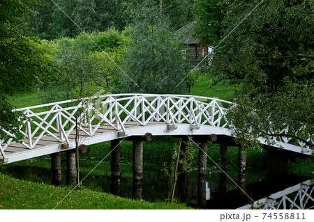 White arched bridge. White arched bridge. 74558811