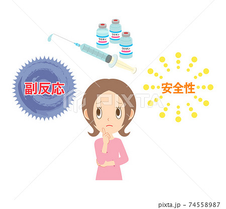 ワクチンの安全性と副反応について悩む女性 74558987